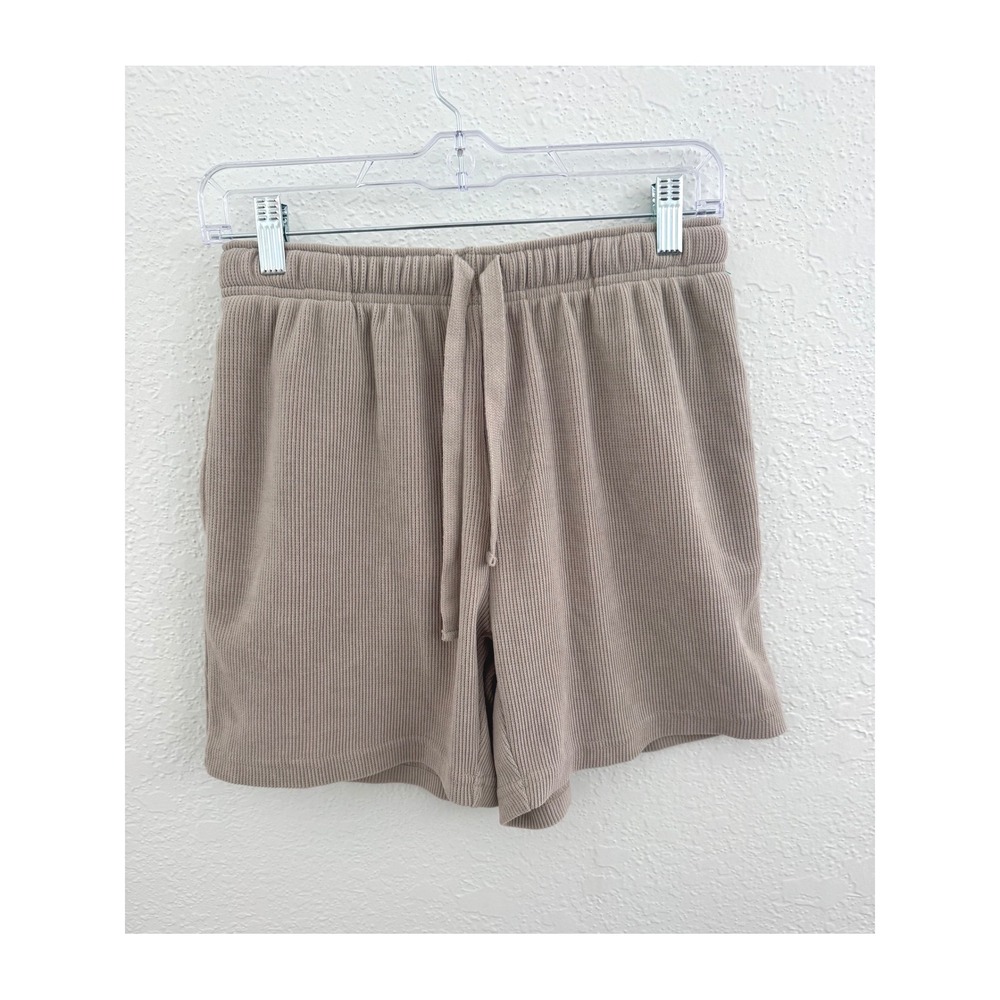 Negative Space Waffle Knit Ribbed Sweat Shorts Men's Size Small Tan Athlesiure